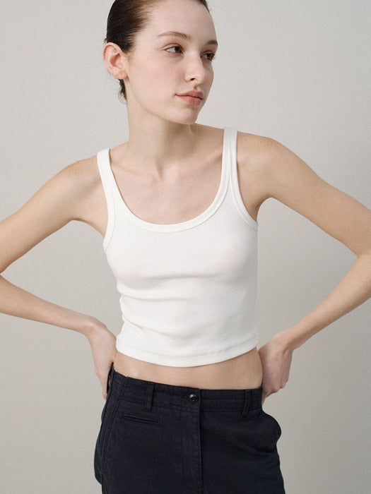 [nothing written] Curved rib tank (White)
