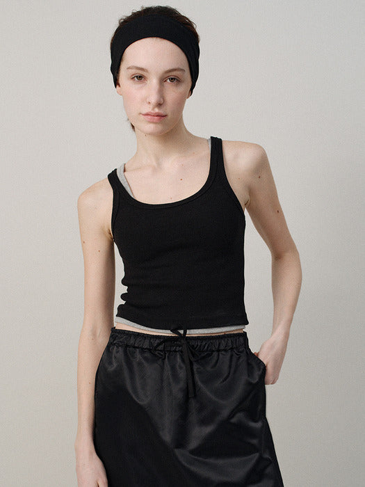 Nothing Written Curved rib tank (Black)