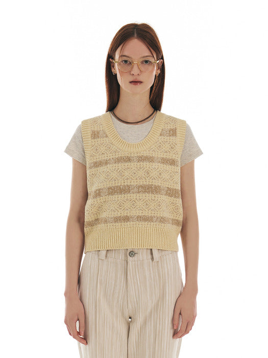 [grove] Vinter Knit Vest [BEIGE]