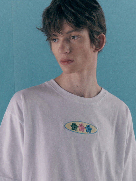 [ambler] Circle bear Over fit T-Shirts AS1117 (White)