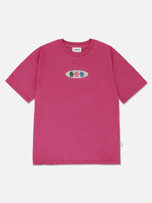 [ambler] Circle bear Over fit T-Shirts AS1117 (Pink)
