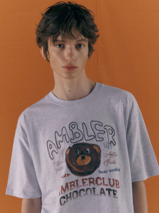 [ambler] Sweet Cookie Over fit T-Shirts AS1118 (White-Melange)