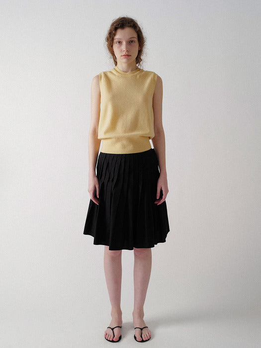 [nothing written] Sai cotton pleated skirt (Black)
