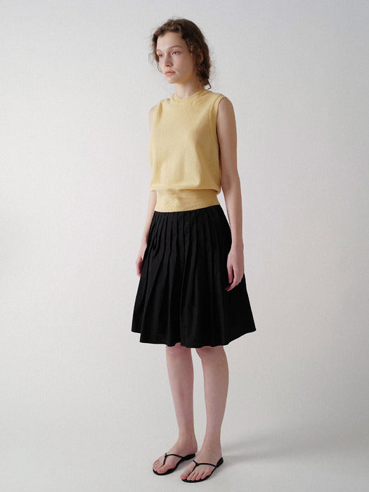 [nothing written] Sai cotton pleated skirt (Black)
