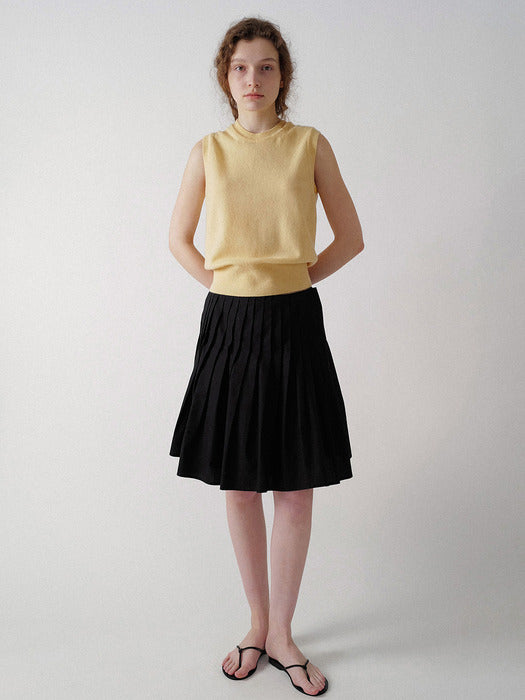 [nothing written] Sai cotton pleated skirt (Black)