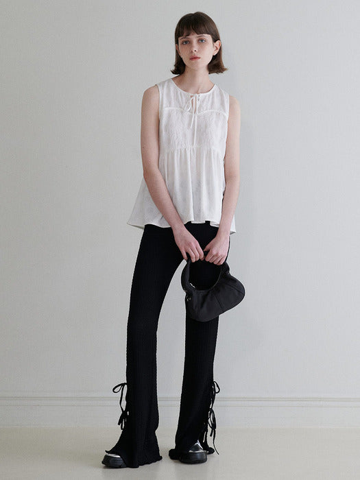 Raive Ribbon Slit Pleats Pants