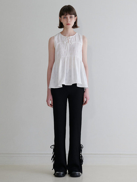 [raive] Ribbon Slit Pleats Pants VW4ML176_3color