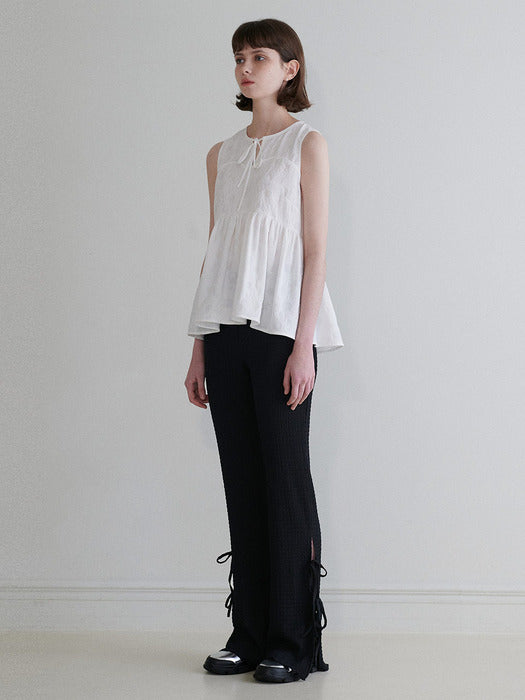 [raive] Ribbon Slit Pleats Pants VW4ML176_3color