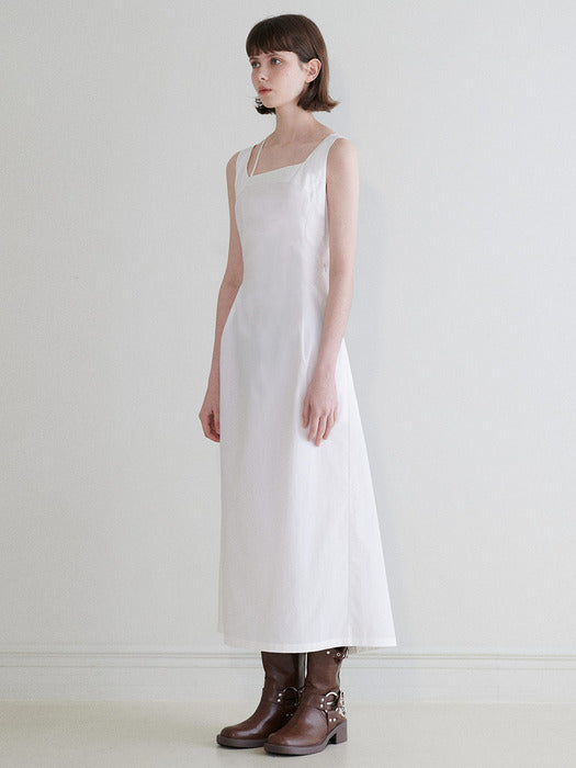 [raive] Unbalanced Strap Long Dress in White Vw4Mo220-01