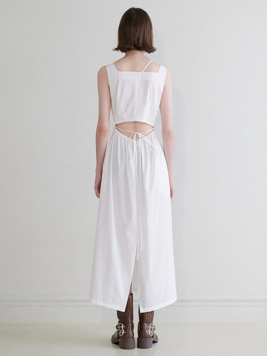 [raive] Unbalanced Strap Long Dress in White Vw4Mo220-01
