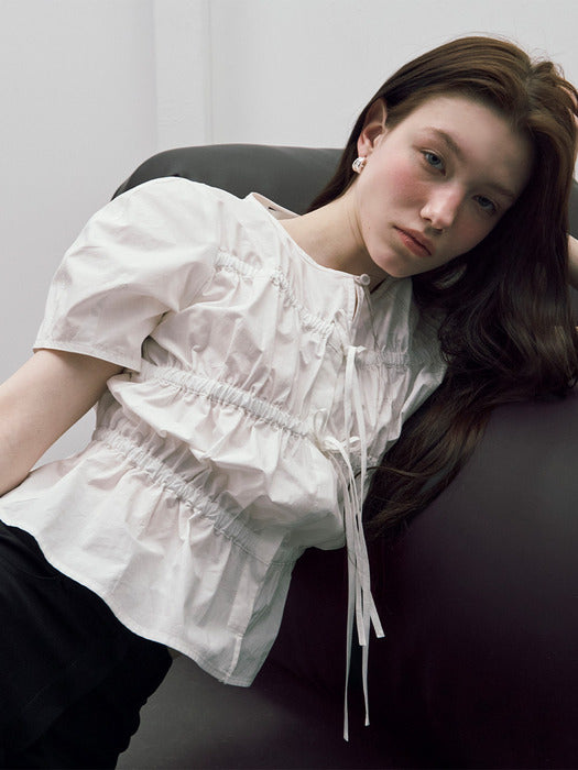 Raive Ribbon Shirring Blouse