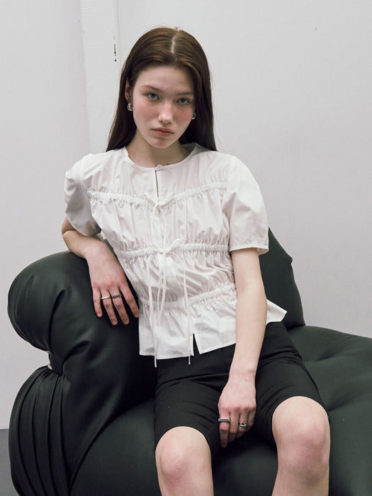 [raive] Ribbon Shirring Blouse VW4MB100_2color
