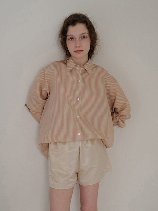Nothing Written Oli classic stripe shirt (Beige pink)