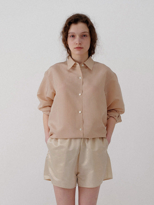 Oli classic stripe shirt (Beige pink)
