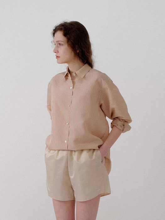 Oli classic stripe shirt (Beige pink)