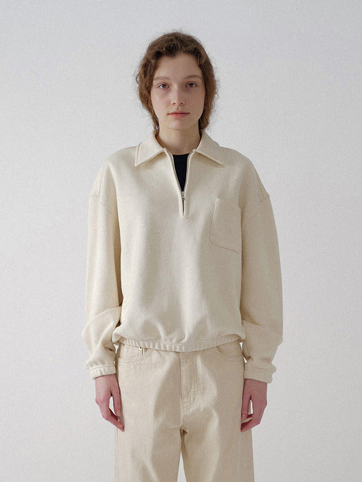 [nothing written] Pond quarter zip pullover (Cream)