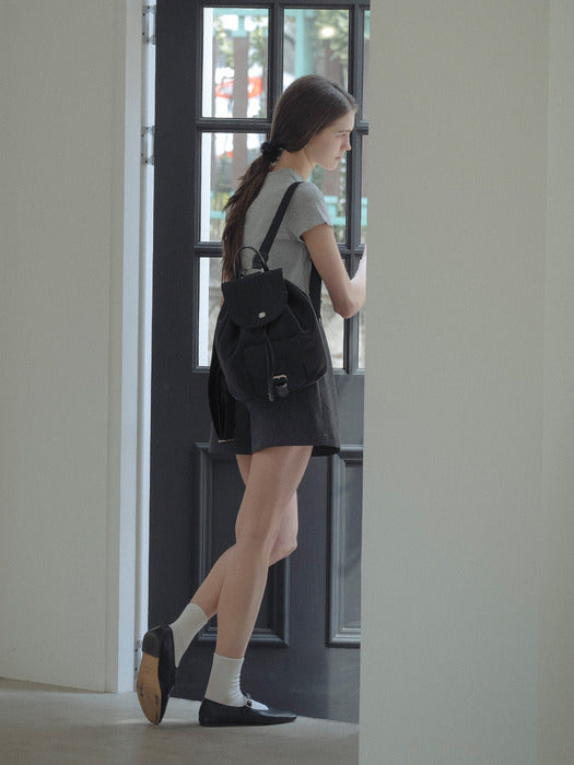 [TILLIDIE] Classic satin logo backpack_Black