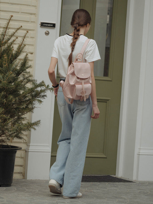 [TILLIDIE] Classic satin logo backpack_Pink