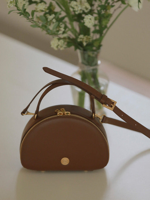 [TILLIDIE] Mini half moon cross bag_Brown