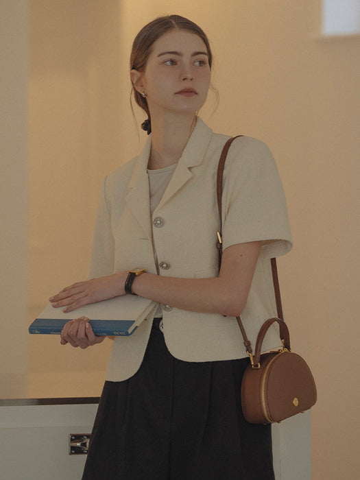 [TILLIDIE] Mini half moon cross bag_Brown