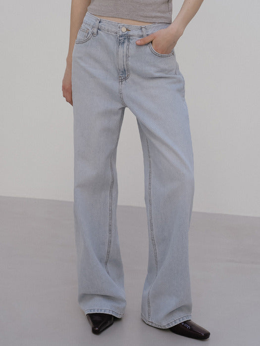 [TILLIDIE] Slop Straight Fit Denim Pants_Blue