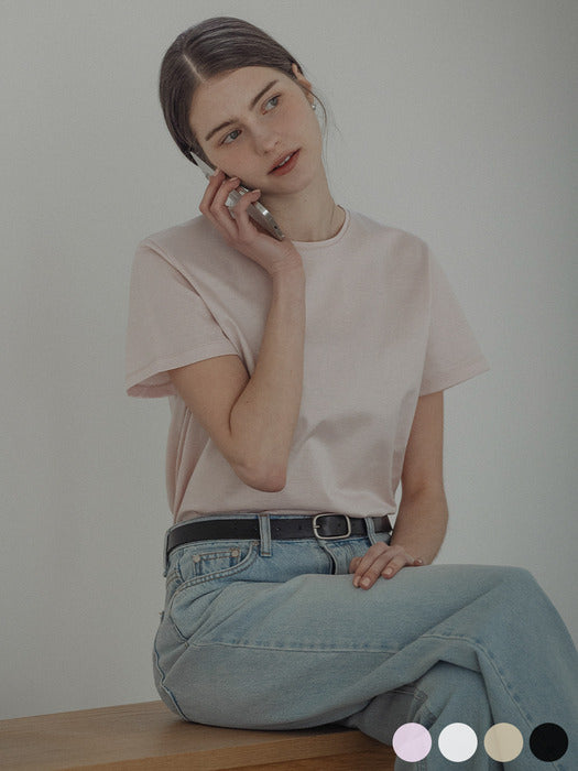[TILLIDIE] Silky pearl cotton half sleeve t-shirt[4color]