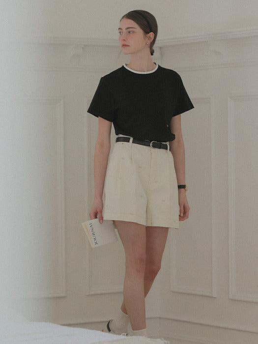 [TILLIDIE] Coloring logo embroidery half sleeve t-shirt_Black