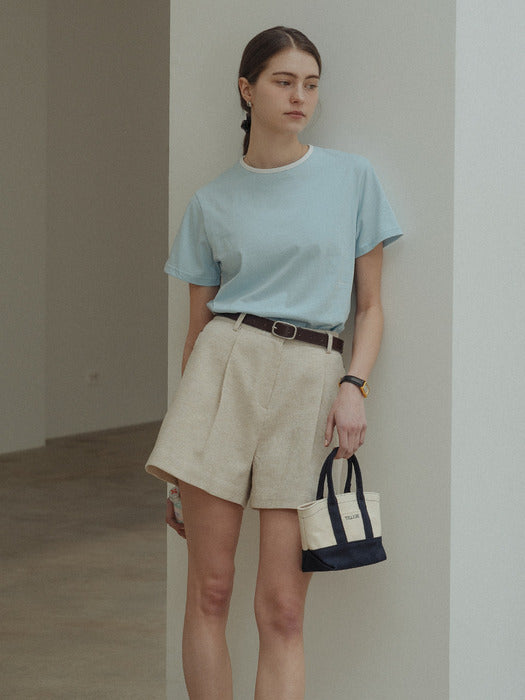 [TILLIDIE] Coloring logo embroidery half sleeve t-shirt_Blue