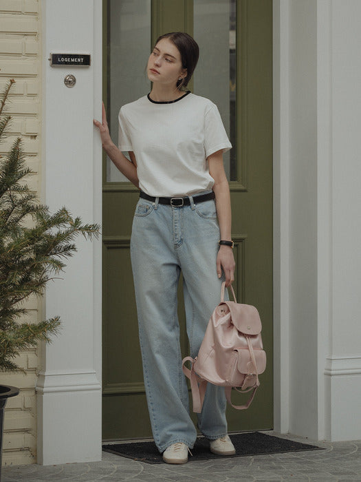 [TILLIDIE] Coloring logo embroidery half sleeve t-shirt_Ivory