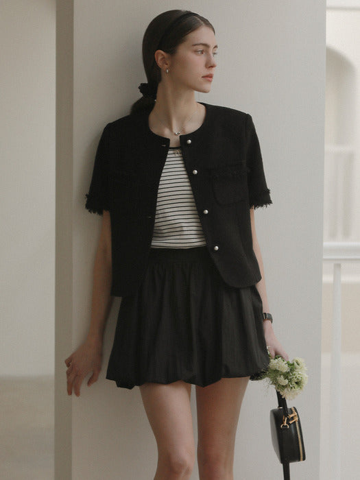 [TILLIDIE] Gold ribbon half sleeve stripe t-shirt[3color]