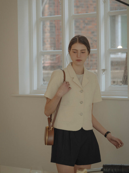 [TILLIDIE] Kelly tweed half sleeve jacket_Cream