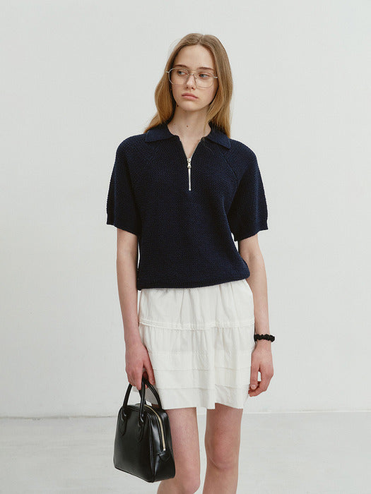 Dunst Collared Half Zip-UP Knit French Navy