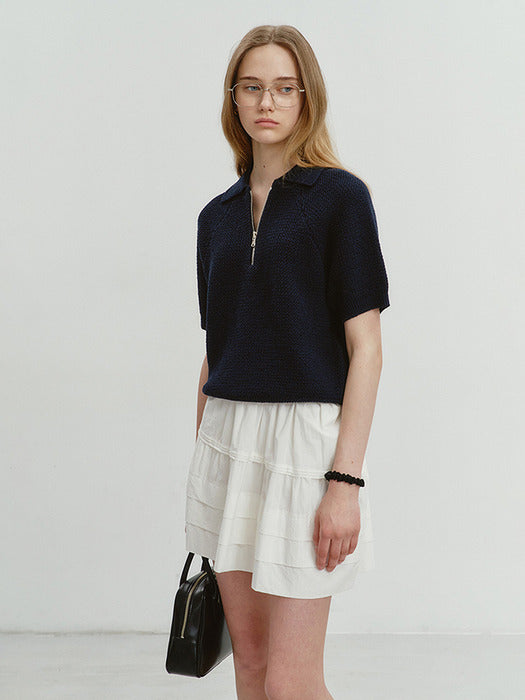 Dunst Collared Half Zip-UP Knit French Navy