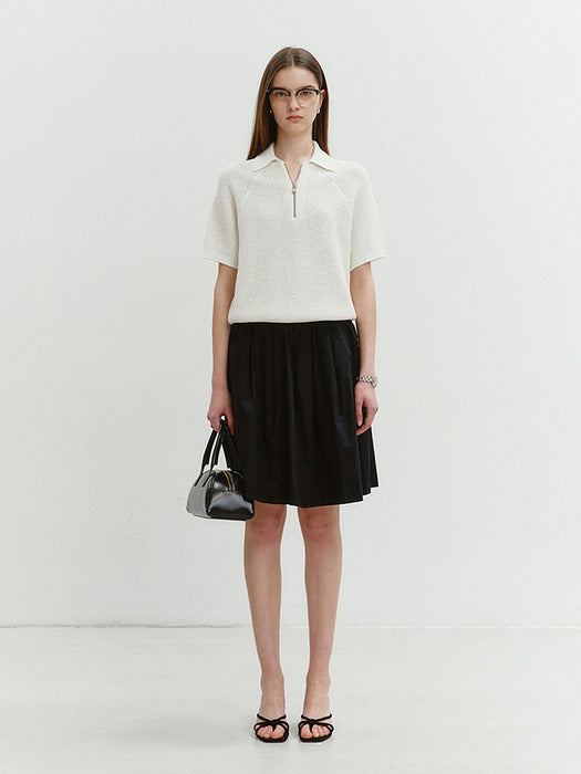 Dunst Collared Half Zip-UP Knit Soft Cream