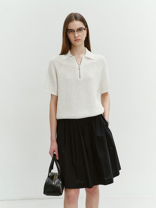 Dunst Collared Half Zip-UP Knit Soft Cream