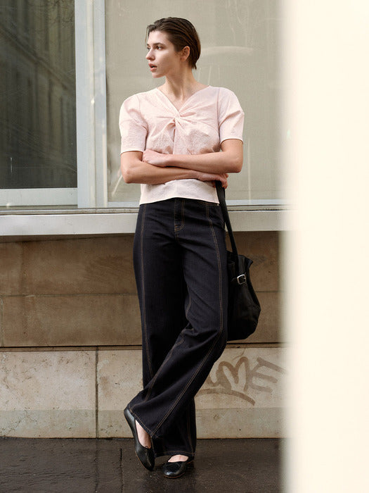 loeuvre Panelled Straight Denim Pants SJ4ML763-35 - View 2