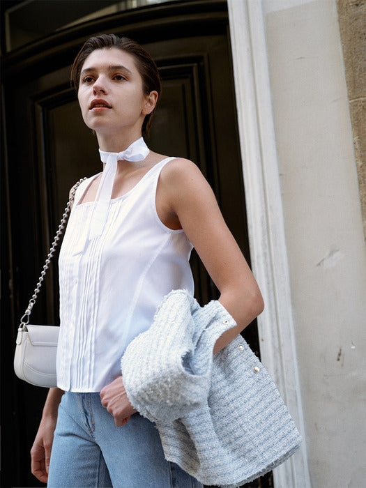 Loeuvre Pintuck Sleeveless Blouse