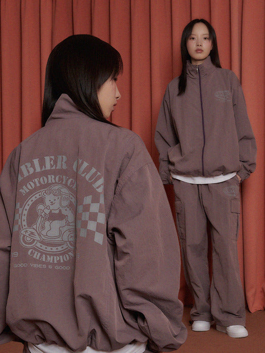 [ambler] AMBLER A RACING WINNER Nylon Wind Breaker Zip-Up Setup AOU102 (Purple)