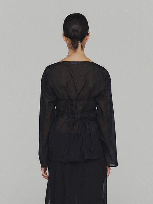 [amomento] SHEER COTTON DRAWSTRING TOP (2COLORS)