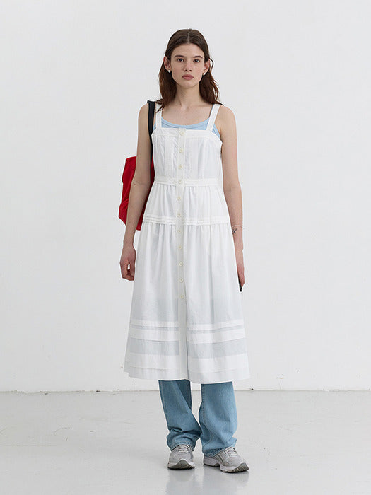 Dunst Square-Neck Sleeveless Dress Off White
