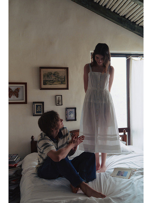 Dunst Square-Neck Sleeveless Dress Off White