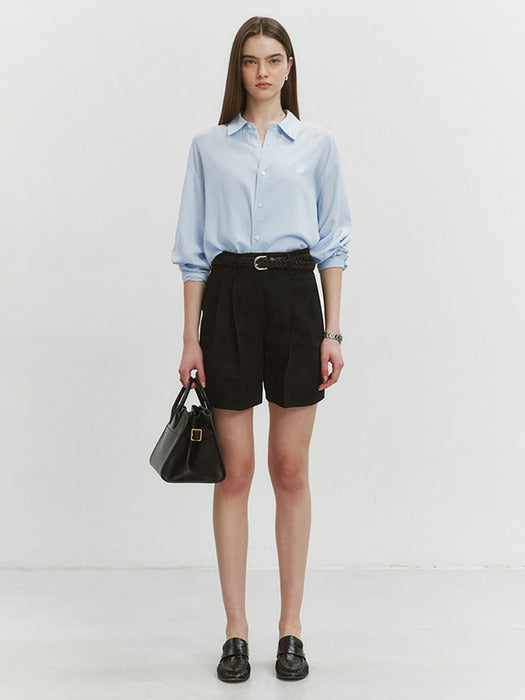 Dunst Cotton-Linen Shorts Black