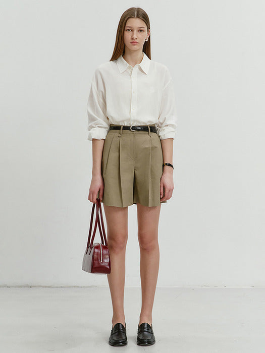 Dunst Cotton-Linen Shorts Light Khaki