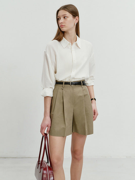 Dunst Cotton-Linen Shorts Light Khaki