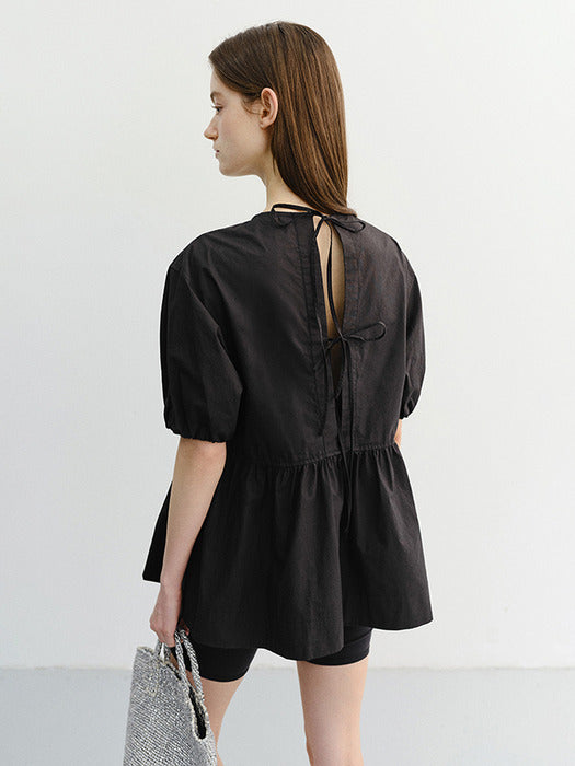 Dunst Ribboned Back Slit Blouse Black