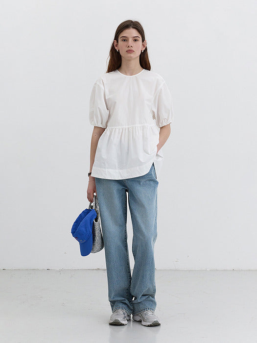 [dunst] RIBBONED BACK SLIT BLOUSE WHITE_UDBL5B227WT