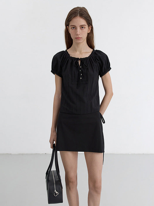 [dunst] 2-WAY SHIRRING BLOUSE BLACK_UDBL5B223BK