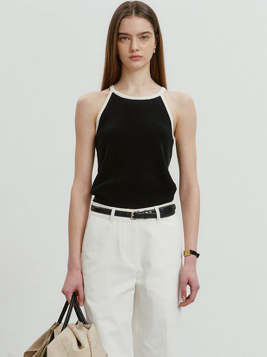 Dunst Halterneck Sleeveless Knit Top Black / Cream