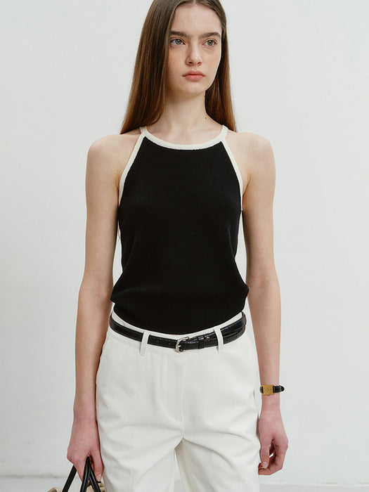 Dunst Halterneck Sleeveless Knit Top Black / Cream