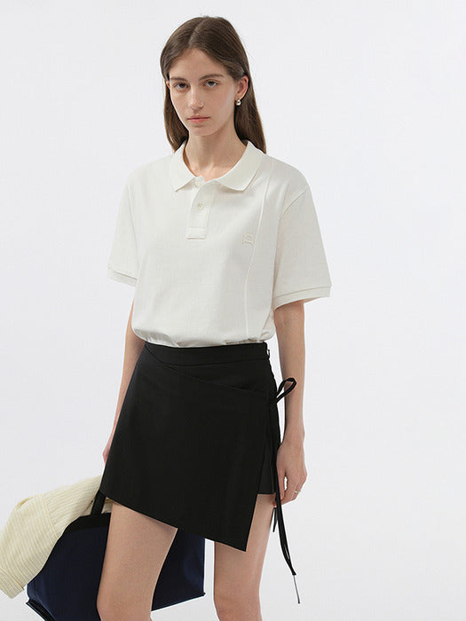 UNISEX LEATHER LOGO POLO SHIRT OFF WHITE_UDTS5B122OW